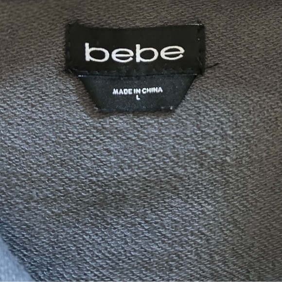 Bebe Gray Long Sleeve High Neck Full Zip Vintage Jacket Size Large - Picture 5 of 10